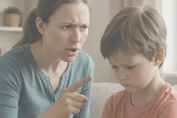 mãe a ralhar com o filho