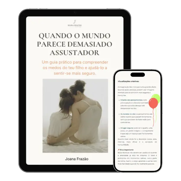 Mockup do guia sobre medos infantis